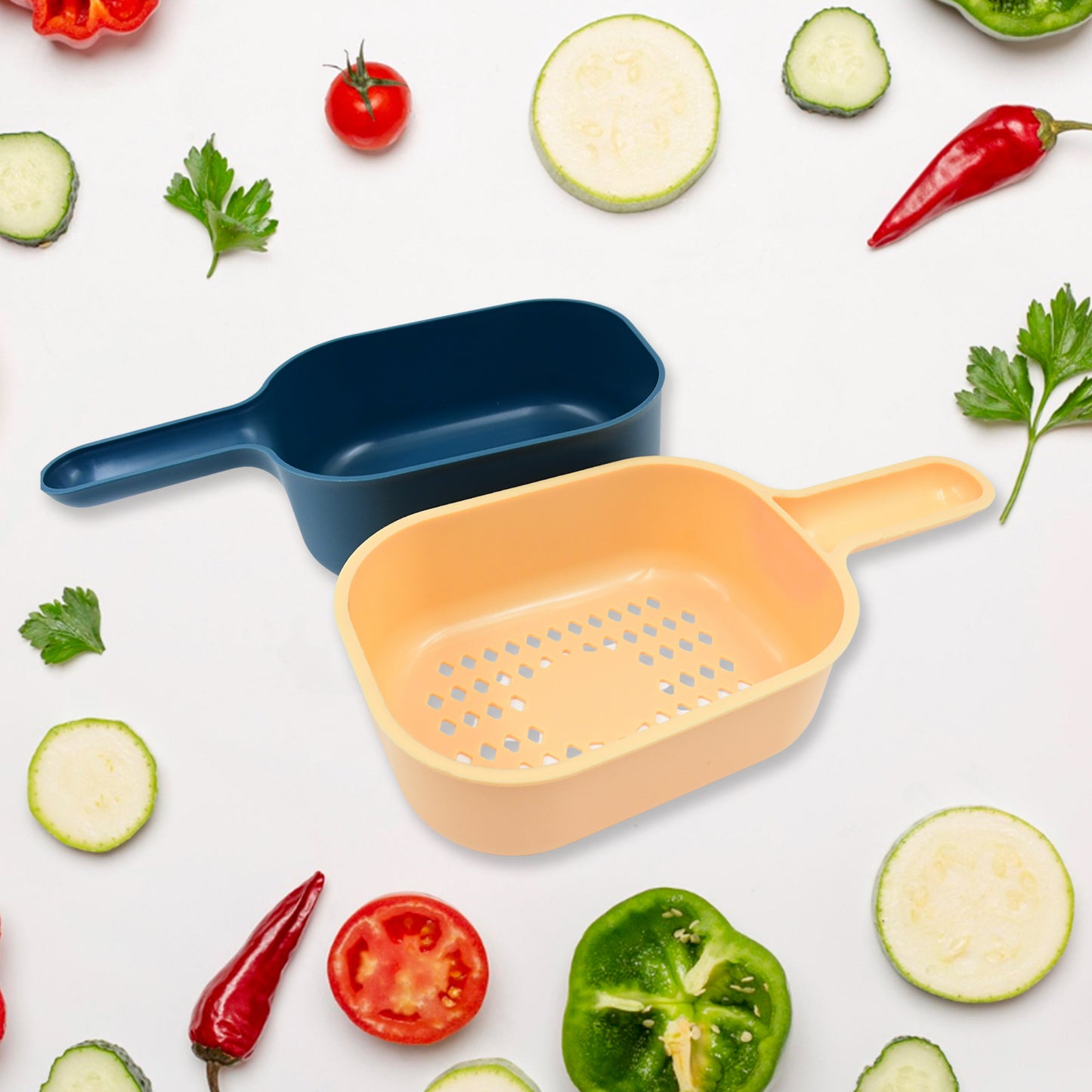 Vegetable Slicer Cutter - 6 Blades Kitchen Accessories Tools Appliances With Container Handle (1 Set)