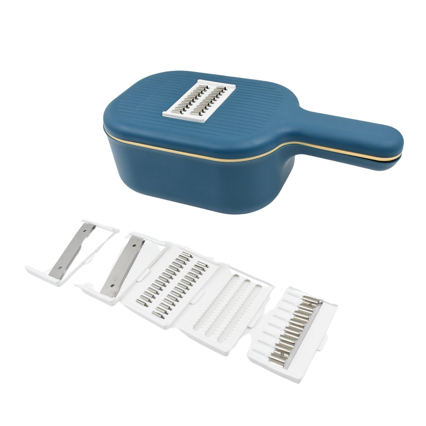 Vegetable Slicer Cutter - 6 Blades Kitchen Accessories Tools Appliances With Container Handle (1 Set)