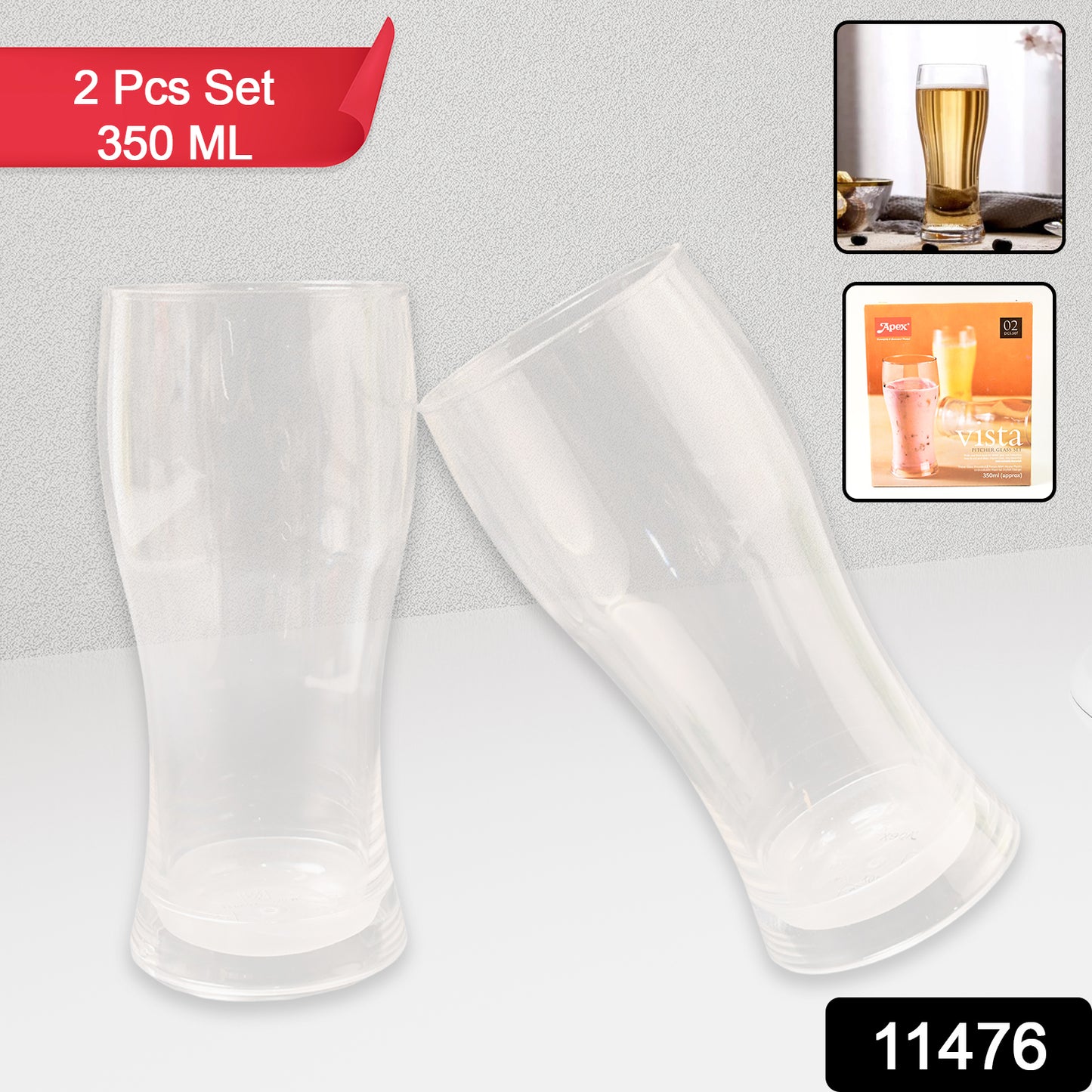 Apex Vista Unbreakable Pitcher Glass Set 350 Ml (Approx) 2-piece